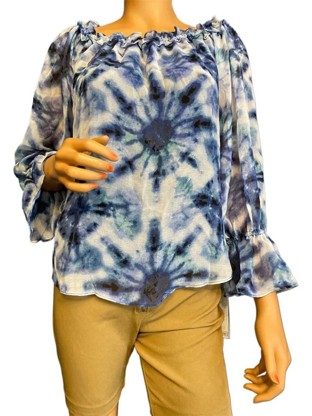 INC International Concepts Tie Dye Off Shoulder Peasant Blouse